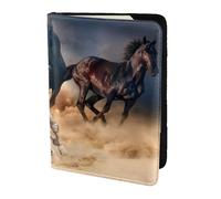 YUNWEIKEJI Cheval Sauvage Courant Contre la tempête de Sable, Porte-Passeport Portefeuille de Voyage en Cuir PU Étui pour Passeport Couvre-Passeport 5,5 Pouces