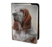 YUNWEIKEJI Chien Basset Hound, Porte-Passeport Portefeuille de Voyage en Cuir PU Étui pour Passeport Couvre-Passeport 5,5 Pouces