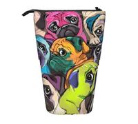 YUNWEIKEJI Chien Carlin drôle de Dessin animé, Trousse à Crayons télescopique, Porte-Crayon sur Pied avec Pochette à Crayons à Fermeture éclair, Sac à stylos