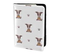 YUNWEIKEJI Chien lévrier, Porte-Passeport Portefeuille de Voyage en Cuir PU Étui pour Passeport Couvre-Passeport 5,5 Pouces