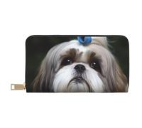 YUNWEIKEJI Chien Shih Tzu, Portefeuille de Grande capacité pour Hommes Femmes Portefeuilles Carte de crédit Portefeuille en Cuir Microfibre
