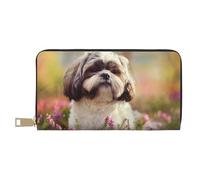 YUNWEIKEJI Chien Shih Tzu, Portefeuille de Grande capacité pour Hommes Femmes Portefeuilles Carte de crédit Portefeuille en Cuir Microfibre