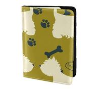 YUNWEIKEJI Chien Silhouette Ouest Highland Animal Ouest, Porte-Passeport Portefeuille de Voyage en Cuir PU Étui pour Passeport Couvre-Passeport 5,5 Pouces