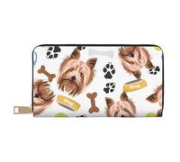 YUNWEIKEJI Chien Souriant Yorkshire Terrier, Portefeuille de Grande capacité pour Hommes Femmes Portefeuilles Carte de crédit Portefeuille en Cuir Microfibre