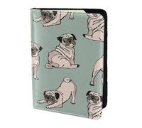 YUNWEIKEJI Chiens Carlin Assis, Porte-Passeport Portefeuille de Voyage en Cuir PU Étui pour Passeport Couvre-Passeport 5,5 Pouces