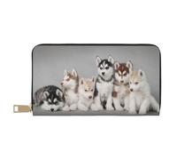 YUNWEIKEJI Chiens Husky Huskies, Portefeuille de Grande capacité pour Hommes Femmes Portefeuilles Carte de crédit Portefeuille en Cuir Microfibre