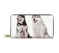 YUNWEIKEJI Chiens Husky imprimés, Portefeuille de Grande capacité pour Hommes Femmes Portefeuilles Carte de crédit Portefeuille en Cuir Microfibre