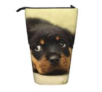 YUNWEIKEJI Chiens Rottweiler Chiens Mignons Chiot Animaux de Compagnie Petit, Trousse à Crayons télescopique, Porte-Crayon sur Pied avec Pochette à Crayons à Fermeture éclair, Sac à stylos