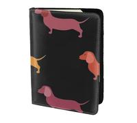 YUNWEIKEJI Chiens Teckel Mignons, Porte-Passeport Portefeuille de Voyage en Cuir PU Étui pour Passeport Couvre-Passeport 5,5 Pouces