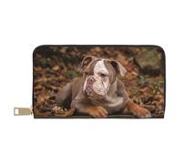 YUNWEIKEJI Chiot Bouledogue américain, Portefeuille de Grande capacité pour Hommes Femmes Portefeuilles Carte de crédit Portefeuille en Cuir Microfibre