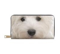 YUNWEIKEJI Chiot Westie Mignon, Portefeuille de Grande capacité pour Hommes Femmes Portefeuilles Carte de crédit Portefeuille en Cuir Microfibre