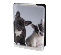 YUNWEIKEJI Chiots bouledogues français Mignons, Porte-Passeport Portefeuille de Voyage en Cuir PU Étui pour Passeport Couvre-Passeport 5,5 Pouces