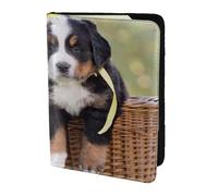 YUNWEIKEJI Chiots Bouvier Bernois, Porte-Passeport Portefeuille de Voyage en Cuir PU Étui pour Passeport Couvre-Passeport 5,5 Pouces