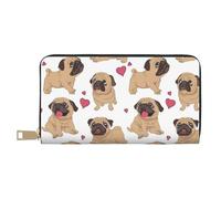 YUNWEIKEJI Chiots carlins drôles de Dessin animé, Portefeuille de Grande capacité pour Hommes Femmes Portefeuilles Carte de crédit Portefeuille en Cuir Microfibre