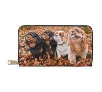 YUNWEIKEJI Chiots d'automne Cavalier King Charles Spaniel, Portefeuille de Grande capacité pour Hommes Femmes Portefeuilles Carte de crédit Portefeuille en Cuir Microfibre