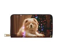 YUNWEIKEJI Chow Chow White Fluffy Dogs Animaux Chiens Noël, Portefeuille de Grande capacité pour Hommes Femmes Portefeuilles Carte de crédit Portefeuille en Cuir Microfibre