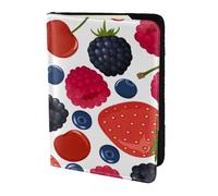 YUNWEIKEJI Chute de Baies mûres framboises, Porte-Passeport Portefeuille de Voyage en Cuir PU Étui pour Passeport Couvre-Passeport 5,5 Pouces