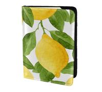 YUNWEIKEJI Citrons Aquarelle Jaune Vif, Porte-Passeport Portefeuille de Voyage en Cuir PU Étui pour Passeport Couvre-Passeport 5,5 Pouces
