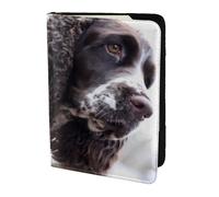YUNWEIKEJI Cocker Anglais Chiens Bouclés Blanc Brunâtre, Porte-Passeport Portefeuille de Voyage en Cuir PU Étui pour Passeport Couvre-Passeport 5,5 Pouces