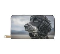 YUNWEIKEJI Cocker Anglais Grandes Oreilles Bouclées Noir, Portefeuille de Grande capacité pour Hommes Femmes Portefeuilles Carte de crédit Portefeuille en Cuir Microfibre