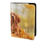 YUNWEIKEJI Cocker Spaniel Automne Parc Chiens Épagneul Brun, Porte-Passeport Portefeuille de Voyage en Cuir PU Étui pour Passeport Couvre-Passeport 5,5 Pouces