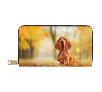 YUNWEIKEJI Cocker Spaniel Automne Parc Chiens Épagneul Brun, Portefeuille de Grande capacité pour Hommes Femmes Portefeuilles Carte de crédit Portefeuille en Cuir Microfibre