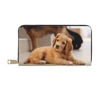YUNWEIKEJI Cocker Spaniel Chiot Petit Épagneul Chiens Animaux, Portefeuille de Grande capacité pour Hommes Femmes Portefeuilles Carte de crédit Portefeuille en Cuir Microfibre