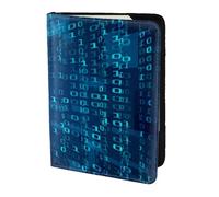 YUNWEIKEJI Code Binaire Bleu du Programmeur, Porte-Passeport Portefeuille de Voyage en Cuir PU Étui pour Passeport Couvre-Passeport 5,5 Pouces