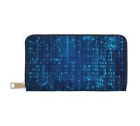 YUNWEIKEJI Code Binaire Bleu du Programmeur, Portefeuille de Grande capacité pour Hommes Femmes Portefeuilles Carte de crédit Portefeuille en Cuir Microfibre