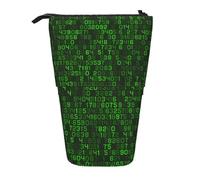 YUNWEIKEJI Code Informatique décimal Vert du Programmeur, Trousse à Crayons télescopique, Porte-Crayon sur Pied avec Pochette à Crayons à Fermeture éclair, Sac à stylos