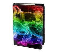 YUNWEIKEJI Coloré Fumée Abstrait Noir, Porte-Passeport Portefeuille de Voyage en Cuir PU Étui pour Passeport Couvre-Passeport 5,5 Pouces