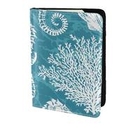 YUNWEIKEJI Coquillages Hippocampe Corail, Porte-Passeport Portefeuille de Voyage en Cuir PU Étui pour Passeport Couvre-Passeport 5,5 Pouces