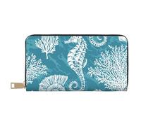 YUNWEIKEJI Coquillages Hippocampe Corail, Portefeuille de Grande capacité pour Hommes Femmes Portefeuilles Carte de crédit Portefeuille en Cuir Microfibre