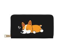 YUNWEIKEJI Corgi Mignon Dormant, Portefeuille de Grande capacité pour Hommes Femmes Portefeuilles Carte de crédit Portefeuille en Cuir Microfibre