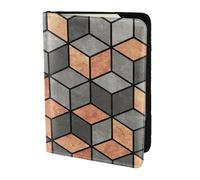 YUNWEIKEJI Cubes De Béton Et De Cuivre, Porte-Passeport Portefeuille de Voyage en Cuir PU Étui pour Passeport Couvre-Passeport 5,5 Pouces