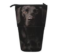YUNWEIKEJI Curieux Labrador Noir adopté, Trousse à Crayons télescopique, Porte-Crayon sur Pied avec Pochette à Crayons à Fermeture éclair, Sac à stylos