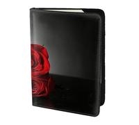 YUNWEIKEJI Décor d'amoureux romantiques de Rose Rouge et de vin, Porte-Passeport Portefeuille de Voyage en Cuir PU Étui pour Passeport Couvre-Passeport 5,5 Pouces