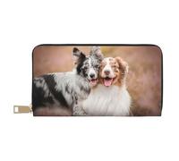YUNWEIKEJI Deux Berger Australien Border Collie, Portefeuille de Grande capacité pour Hommes Femmes Portefeuilles Carte de crédit Portefeuille en Cuir Microfibre
