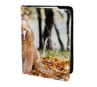 YUNWEIKEJI Deux Caniche Royal Automne, Porte-Passeport Portefeuille de Voyage en Cuir PU Étui pour Passeport Couvre-Passeport 5,5 Pouces