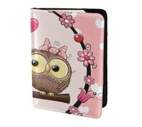 YUNWEIKEJI Deux hiboux Mignons de Dessin animé, Porte-Passeport Portefeuille de Voyage en Cuir PU Étui pour Passeport Couvre-Passeport 5,5 Pouces