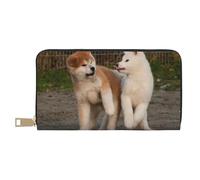 YUNWEIKEJI Deux Mignons Chiens Akita, Portefeuille de Grande capacité pour Hommes Femmes Portefeuilles Carte de crédit Portefeuille en Cuir Microfibre