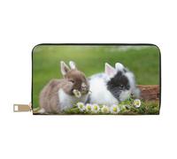 YUNWEIKEJI Deux Petits Lapins Mignons, Portefeuille de Grande capacité pour Hommes Femmes Portefeuilles Carte de crédit Portefeuille en Cuir Microfibre