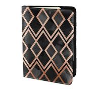 YUNWEIKEJI Diamants géo cuivrés et Noirs, Porte-Passeport Portefeuille de Voyage en Cuir PU Étui pour Passeport Couvre-Passeport 5,5 Pouces