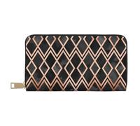 YUNWEIKEJI Diamants géo cuivrés et Noirs, Portefeuille de Grande capacité pour Hommes Femmes Portefeuilles Carte de crédit Portefeuille en Cuir Microfibre