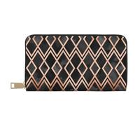 YUNWEIKEJI Diamants géo cuivrés et Noirs, Portefeuille de Grande capacité pour Hommes Femmes Portefeuilles Carte de crédit Portefeuille en Cuir Microfibre