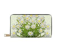 YUNWEIKEJI Edelweiss Fleurs de Montagne suisses, Portefeuille de Grande capacité pour Hommes Femmes Portefeuilles Carte de crédit Portefeuille en Cuir Microfibre