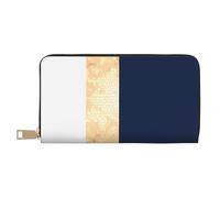 YUNWEIKEJI Élégant Faux Or Bleu Marine Rayures Blanches Accent, Portefeuille de Grande capacité pour Hommes Femmes Portefeuilles Carte de crédit Portefeuille en Cuir Microfibre