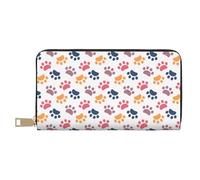 YUNWEIKEJI Empreinte Animale de modèle de Patte sur Un Blanc, Portefeuille de Grande capacité pour Hommes Femmes Portefeuilles Carte de crédit Portefeuille en Cuir Microfibre