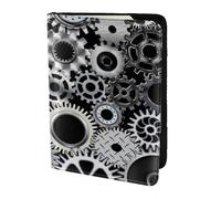 YUNWEIKEJI Engrenage Technologie De Rendu Métallique Art Numérique, Porte-Passeport Portefeuille de Voyage en Cuir PU Étui pour Passeport Couvre-Passeport 5,5 Pouces