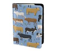 YUNWEIKEJI Ensemble de taureaux et de Vaches, Animaux de Ferme, mammifères bovins, Porte-Passeport Portefeuille de Voyage en Cuir PU Étui pour Passeport Couvre-Passeport 5,5 Pouces